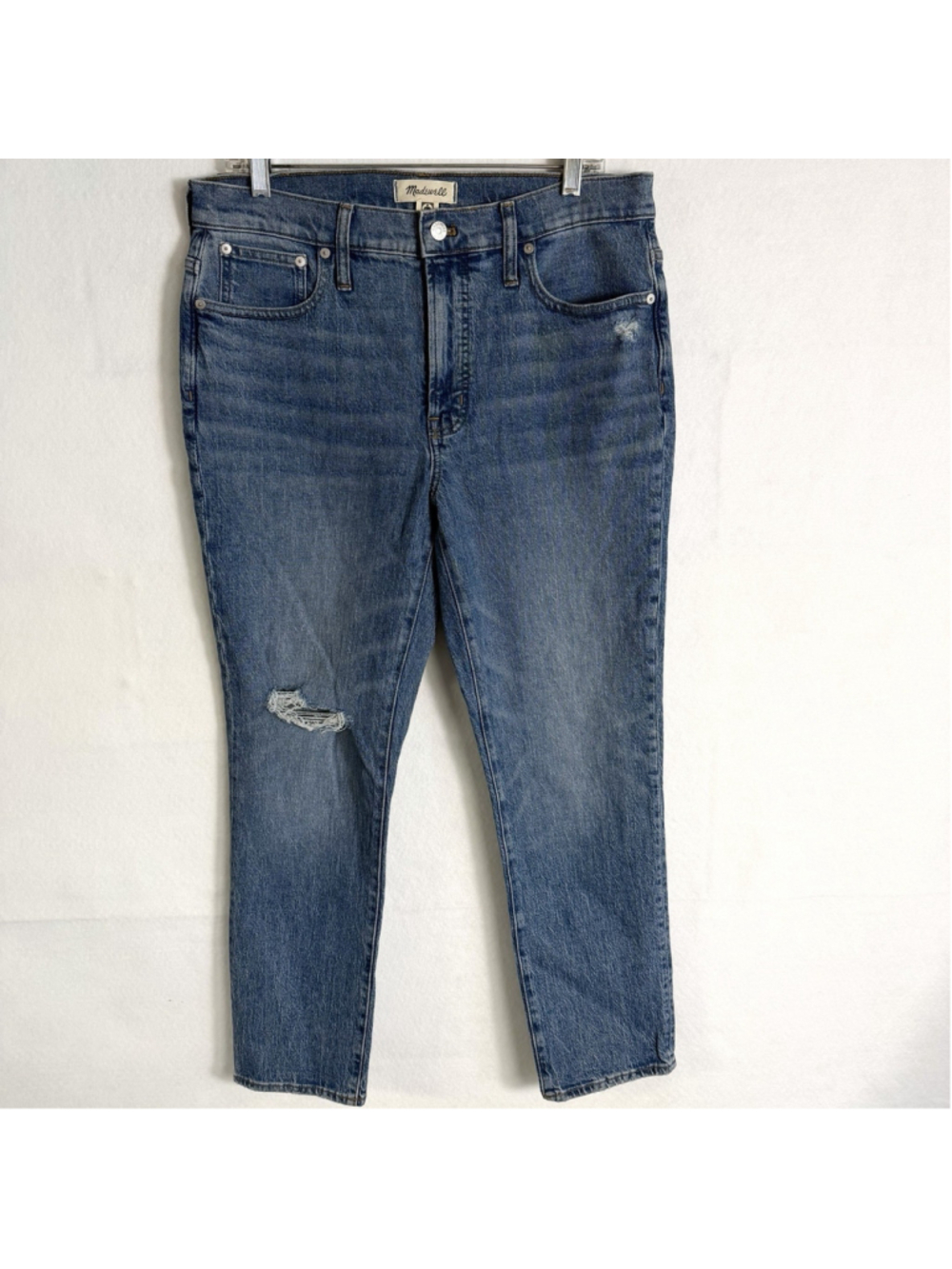 Madewell The Mid Rise Perfect Vintage Jeans Womens 30 Distressed Med Blue Denim